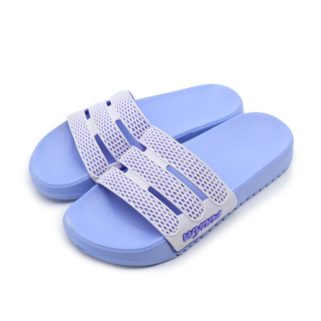 Striped and polka dot slip-on flip-flops
