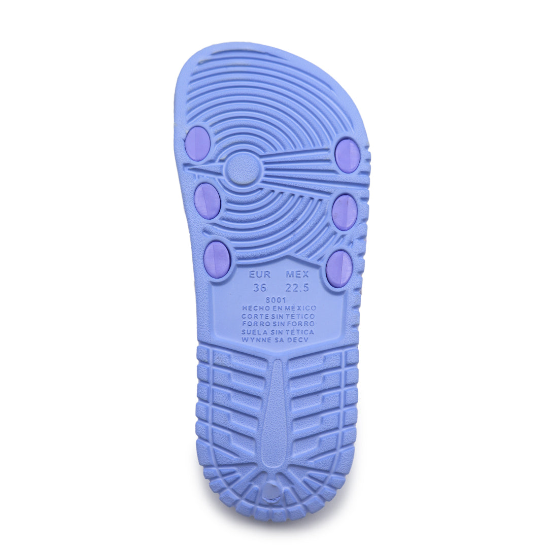 Striped and polka dot slip-on flip-flops