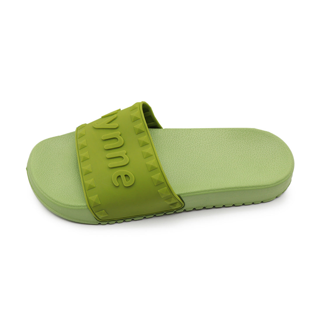 Striped and polka dot slip-on flip-flops
