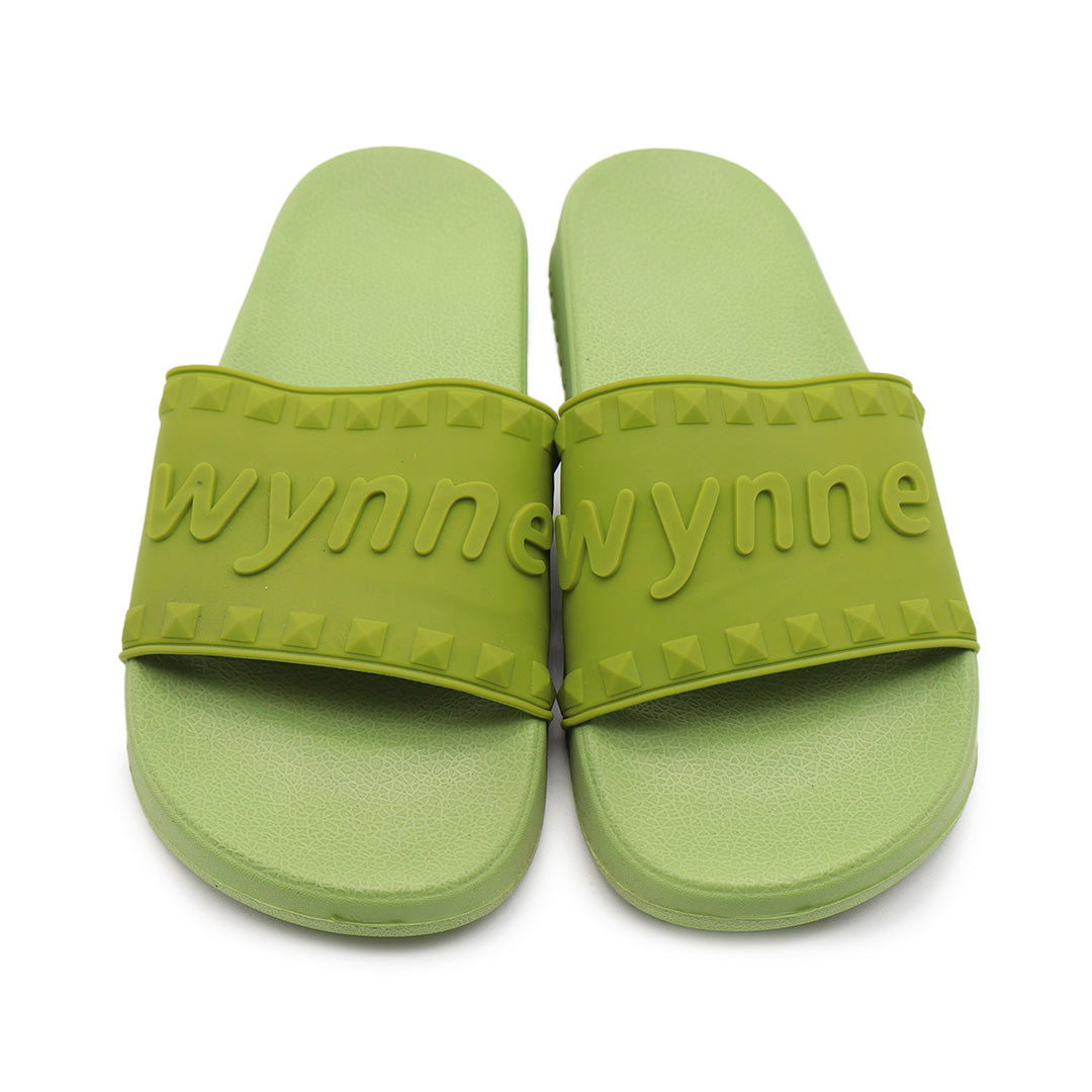 Striped and polka dot slip-on flip-flops